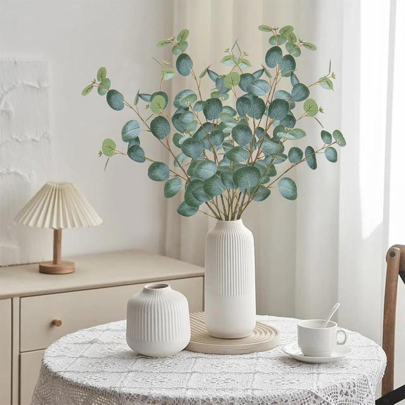 Briful Műeucalyptus Ágak Szett (3db) - 81 cm Hosszú Selyem Dekorációs Növény, Élethű Zöld Levelek Vázába, Lakásdekorációhoz