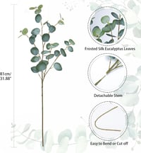Briful Műeucalyptus Ágak Szett (3db) - 81 cm Hosszú Selyem Dekorációs Növény, Élethű Zöld Levelek Vázába, Lakásdekorációhoz 2