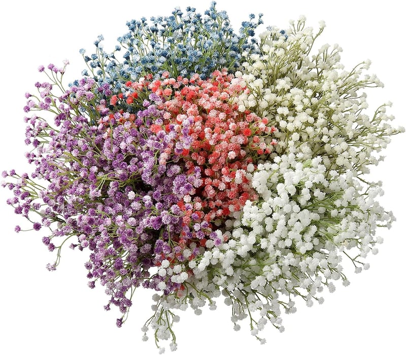 Briful Művirág Gypsophila Csokor - 10 db Időjárásálló Művirág Otthoni, Esküvői, Parti Dekorációhoz - Menta Krém Színben