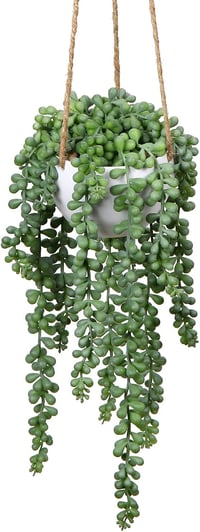 Briful Senecio Műnövény Függő Pozsgás 35,5 cm - Élethű Művirág Dekoráció Műanyag Kosárban, Karbantartást Nem Igényel, Otthonba, Irodába 1