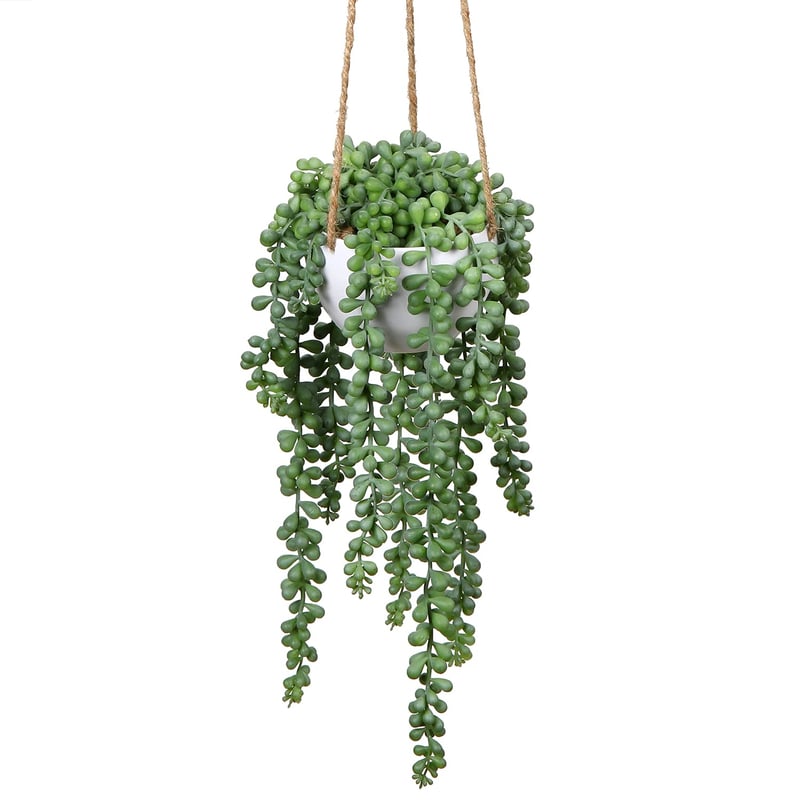 Briful Senecio Umjetna Viseća Sukulentna Biljka 35,5 cm - Realistična Umjetna Dekoracija Cvijeća u Plastičnoj Košari, Ne Zahtijeva Održavanje, Za Dom, Ured