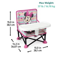 Scaun portabil Bright Starts Disney Minnie Mouse Pop 'N Sit pentru interior și exterior, cu tăviță pentru învățarea hrănirii, 6 luni - 3 ani 10