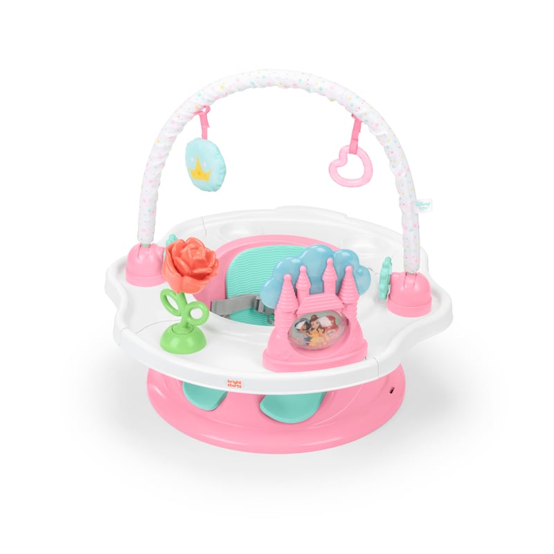 Bright Starts Disney Princess SuperSeat 3 v 1 detská stolička s hracím pultíkom a hrazdičkou, ružová, od 4 mesiacov do 4 rokov