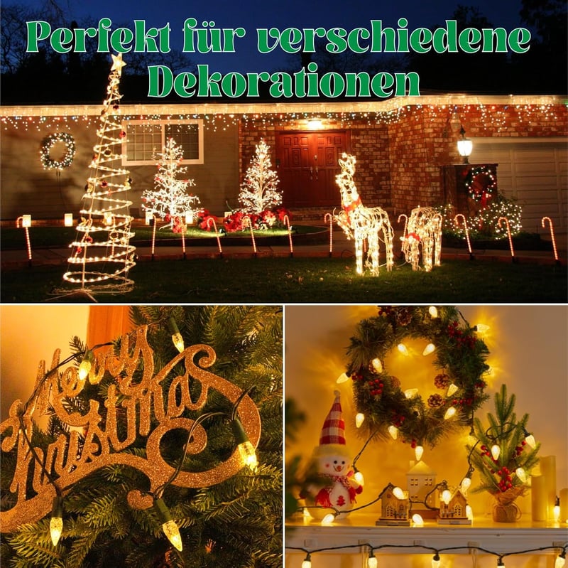 BrightArk Retro Eper LED Fényfüzér 5m 50 LED Elemmel Működő Beltéri
