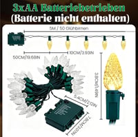 BrightArk Retro Eper LED Fényfüzér 5m 50 LED Elemmel Működő Beltéri 7