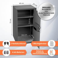 Brihard Business XXL Elektronikus Széf LCD Kijelzővel - 102L Titán Szürke Acél Páncélszekrény Padlóra Rögzíthető Vészkulccsal 2