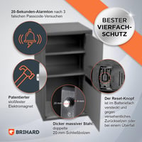 Brihard Business XXL Elektronikus Széf LCD Kijelzővel - 102L Titán Szürke Acél Páncélszekrény Padlóra Rögzíthető Vészkulccsal 6