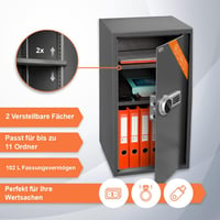 Brihard Business XXL Elektronikus Széf LCD Kijelzővel - 102L Titán Szürke Acél Páncélszekrény Padlóra Rögzíthető Vészkulccsal 3
