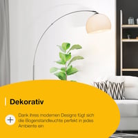 Brilliant Vessa ívelt állólámpa, 1,7 m, E27, króm/fehér 6