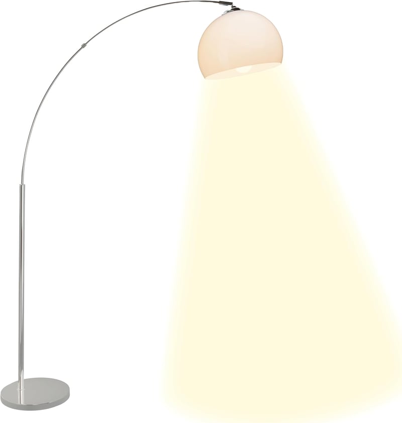 Brilliant Vessa ívelt állólámpa, 1,7 m, E27, króm/fehér