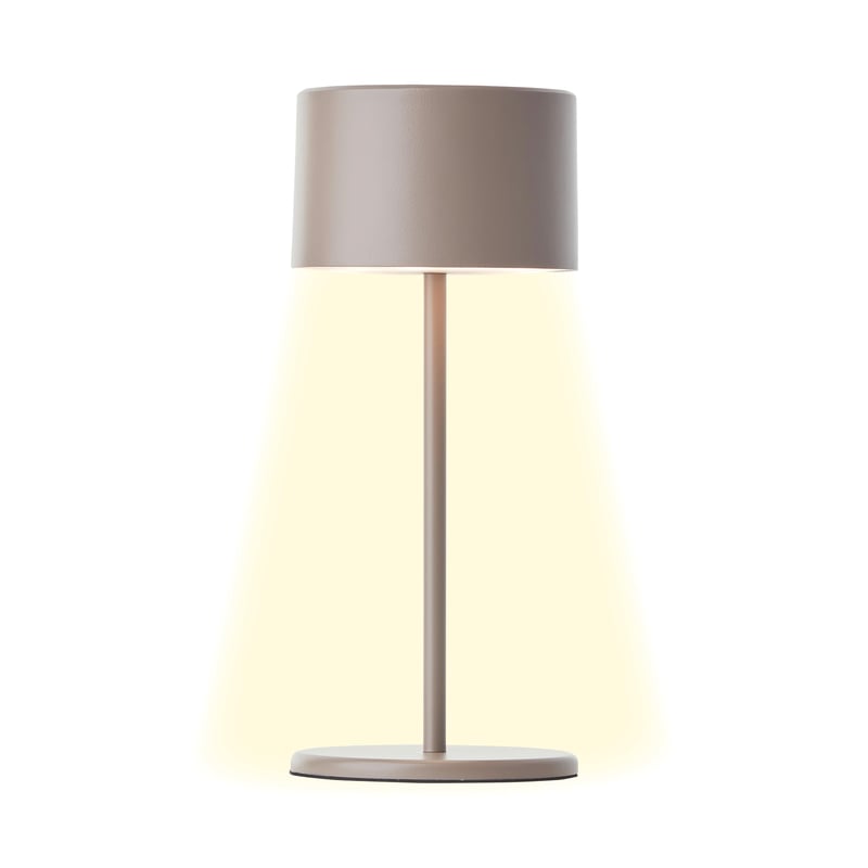 Lampă de birou Brilliant cu LED, culoare taupe, reglabilă, cu acumulator, portabilă pentru interior, cu variator tactil în trei trepte, lumină alb cald, reîncărcabilă prin USB