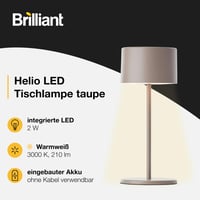 Lampă de birou Brilliant cu LED, culoare taupe, reglabilă, cu acumulator, portabilă pentru interior, cu variator tactil în trei trepte, lumină alb cald, reîncărcabilă prin USB 3