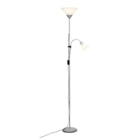 Samostojeća svjetiljka Brilliant Spari 93008/03 s krakom za čitanje, 2x E27 60W, srebrna/bijela, modernog dizajna, s prekidačem 1