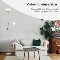 Samostojeća svjetiljka Brilliant Spari 93008/03 s krakom za čitanje, 2x E27 60W, srebrna/bijela, modernog dizajna, s prekidačem 6