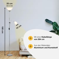 Samostojeća svjetiljka Brilliant Spari 93008/03 s krakom za čitanje, 2x E27 60W, srebrna/bijela, modernog dizajna, s prekidačem 3