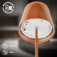BRILONER 3 v 1 RGBW LED stolná lampa bezdrôtová IP44 s dotykovou funkciou stmievateľná akumulátorová bronzová nočná lampa na čítanie kempingová 36x1 9