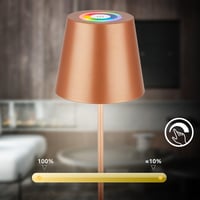 BRILONER 3 v 1 RGBW LED stolná lampa bezdrôtová IP44 s dotykovou funkciou stmievateľná akumulátorová bronzová nočná lampa na čítanie kempingová 36x1 6