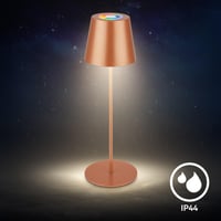 BRILONER 3 v 1 RGBW LED stolná lampa bezdrôtová IP44 s dotykovou funkciou stmievateľná akumulátorová bronzová nočná lampa na čítanie kempingová 36x1 7