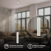 BRILONER Akumulatorska viseća svjetiljka, dimabilna na dodir, podesiva po visini, topla bijela, bez potrebe za priključkom na struju, LED, za blagovaonski stol, dnevni boravak, 4,5x160 cm, antikno bijela 2