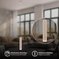 BRILONER Akumulatorska viseća svjetiljka, touch prigušivanje, podesiva visina, toplo bijela LED, luster za blagovaonski stol i dnevni boravak, 4,5x160 cm, bež 2
