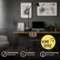 BRILONER állólámpa forgó GU10 9W fekete olvasólámpa ívlámpa 2