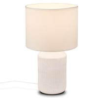 BRILONER Stolná lampa s bielym textilným tienidlom, keramickou podstavou, káblovým vypínačom, do spálne, obývačky, lampa na čítanie, 22x37,5 cm 1