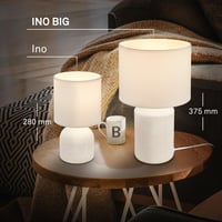 BRILONER Stolná lampa s bielym textilným tienidlom, keramickou podstavou, káblovým vypínačom, do spálne, obývačky, lampa na čítanie, 22x37,5 cm 6