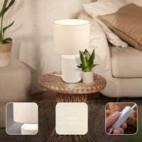 BRILONER Stolná lampa s bielym textilným tienidlom, keramickou podstavou, káblovým vypínačom, do spálne, obývačky, lampa na čítanie, 22x37,5 cm 4