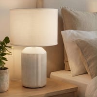 BRILONER Stolná lampa s bielym textilným tienidlom, keramickou podstavou, káblovým vypínačom, do spálne, obývačky, lampa na čítanie, 22x37,5 cm 7