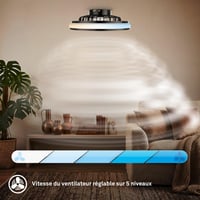 Ventilator de tavan BRILONER CCT cu lampă, 5 viteze, telecomandă, reglabil (dimmable), temporizator, pentru dormitor și sufragerie, 48,5x14,5 cm, negru 5