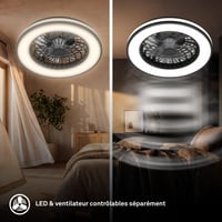 Ventilator de tavan BRILONER CCT cu lampă, 5 viteze, telecomandă, reglabil (dimmable), temporizator, pentru dormitor și sufragerie, 48,5x14,5 cm, negru 3