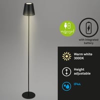 BRILONER akumulátorová LED stojanová lampa 3 v 1, postupne stmievateľná, dotyková, vonkajšia LED stojanová lampa, bezdrôtová, čierna 2