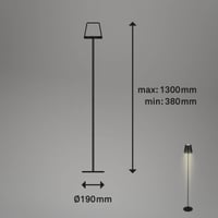 BRILONER akumulátorová LED stojanová lampa 3 v 1, postupne stmievateľná, dotyková, vonkajšia LED stojanová lampa, bezdrôtová, čierna 10