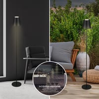 BRILONER akumulátorová LED stojanová lampa 3 v 1, postupne stmievateľná, dotyková, vonkajšia LED stojanová lampa, bezdrôtová, čierna 7