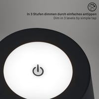 BRILONER akumulátorová LED stojanová lampa 3 v 1, postupne stmievateľná, dotyková, vonkajšia LED stojanová lampa, bezdrôtová, čierna 6