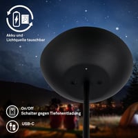 BRILONER LED Álló Lámpa Érintésvezérléses Dimmerrel, Akkumulátoros, 170 cm, Fekete 5