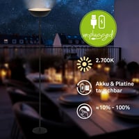 BRILONER LED Álló Lámpa Érintésvezérléses Dimmerrel, Akkumulátoros, 170 cm, Fekete 2
