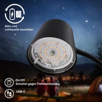 LED stojaca lampa BRILONER s dotykovým ovládaním, plynule stmievateľná, s vymeniteľnou batériou a svetelným zdrojom, 126,5 cm, čierna, do obývačky 5