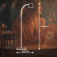 LED stojaca lampa BRILONER s dotykovým ovládaním, plynule stmievateľná, s vymeniteľnou batériou a svetelným zdrojom, 126,5 cm, čierna, do obývačky 8