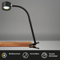 Lampă de birou LED BRILONER cu baterie, detașabilă magnetic, rotativă la 360 de grade, reglabilă, CCT, lampă de citit, cu clips, lampă pentru noptieră, 44 cm, negru 2