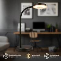 Lampă de birou LED BRILONER cu control tactil, reglabilă treptat, rotativă, lampă de citit, veioză, Home Office, 32,5x13x40 cm, negru 2