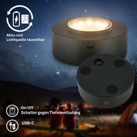 BRILONER bežična LED stolna svjetiljka s IP44 staklenim sjenilom, dodirno prigušivanje svjetlosti, zamjenjiva baterija i izvor svjetlosti, noćna svjetiljka, 15x11 cm, siva 6