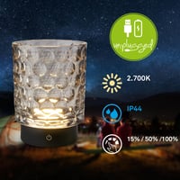 BRILONER bežična LED stolna svjetiljka s IP44 staklenim sjenilom, dodirno prigušivanje svjetlosti, zamjenjiva baterija i izvor svjetlosti, noćna svjetiljka, 15x11 cm, siva 2