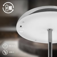 BRILONER LED stolna svjetiljka, bežična, IP44, s touch prigušivačem, izmjenjivom baterijom i kromiranim dizajnom, vanjska svjetiljka za čitanje, 19,5x30,5 cm 7