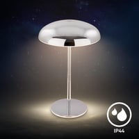 BRILONER LED stolna svjetiljka, bežična, IP44, s touch prigušivačem, izmjenjivom baterijom i kromiranim dizajnom, vanjska svjetiljka za čitanje, 19,5x30,5 cm 8
