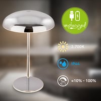 BRILONER LED stolna svjetiljka, bežična, IP44, s touch prigušivačem, izmjenjivom baterijom i kromiranim dizajnom, vanjska svjetiljka za čitanje, 19,5x30,5 cm 2