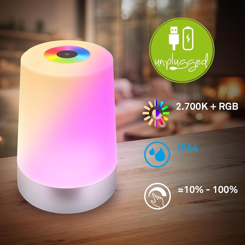 BRILONER LED Asztali Lámpa RGBW Érintésvezérelt Akkumulátoros IP44