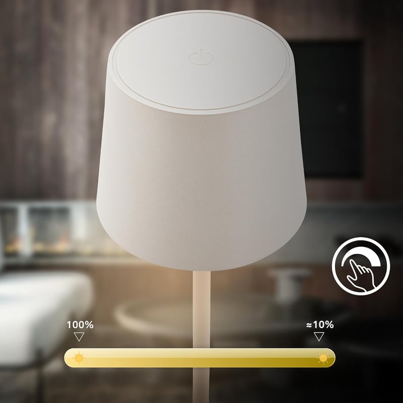 BRILONER LED Asztali Lámpa Vezeték Nélküli IP44 Érintésvezérléssel Dimmer Akkumulátor