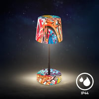 BRILONER LED Asztali Lámpa Vezeték Nélküli IP44 Érintésvezérléses Dimmer - 26 x 10,5 x 10,5 cm, Graffiti Motif, Single 7