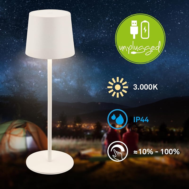 BRILONER LED Asztali Lámpa Vezeték Nélküli IP44 Érintésvezérléssel Dimmer Akkumulátor